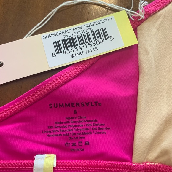 NWT Summersalt Marina bikini top - hibiscus and grapefruit- size 8 - Picture 2 of 4